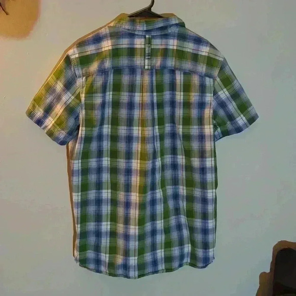 The North Face button up T-shirt, Large, green, blue, green and white - Picture 5 of 6